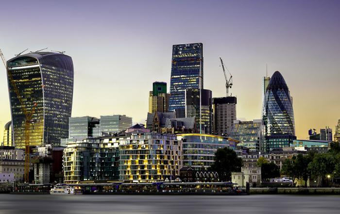 The bank district of central London, UK